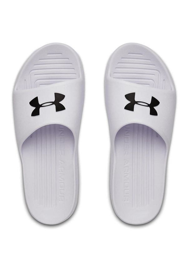 Klapki na basen Lifestyle Męskie Under Armour Core PTH SL. Zapięcie: bez zapięcia. Kolor: biały. Materiał: materiał, syntetyk. Szerokość cholewki: normalna. Styl: sportowy. Sport: pływanie