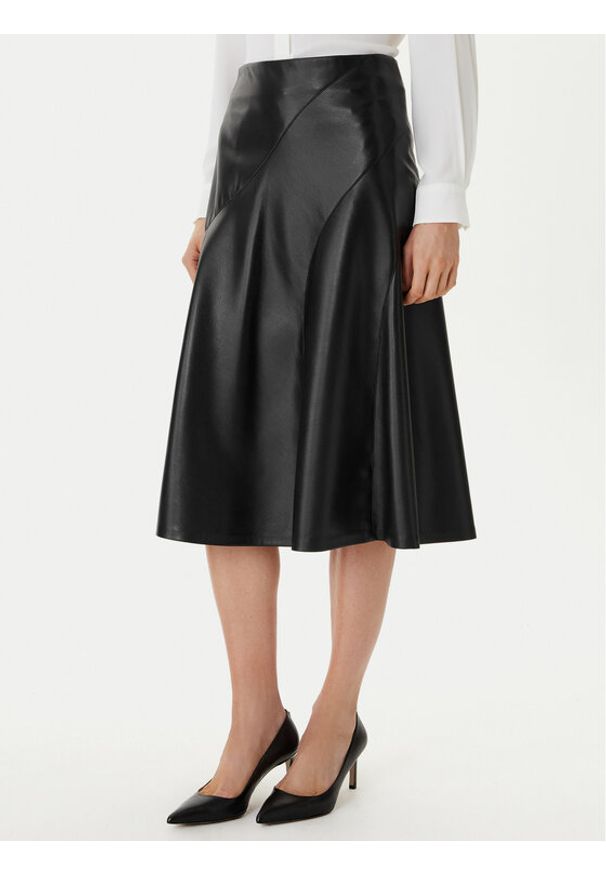 BOSS Spódnica z imitacji skóry Vicena1 50556926 Czarny Regular Fit. Kolor: czarny. Materiał: skóra