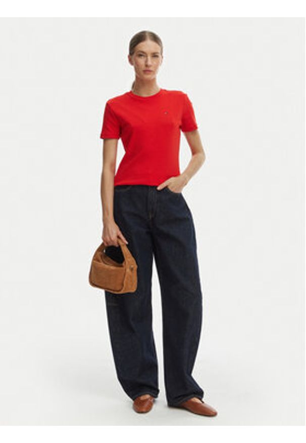 TOMMY HILFIGER - Tommy Hilfiger T-Shirt New Cody WW0WW40587 Pomarańczowy Slim Fit. Kolor: pomarańczowy. Materiał: bawełna