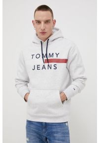 Tommy Jeans Bluza męska kolor szary z kapturem melanżowa. Okazja: na co dzień. Typ kołnierza: kaptur. Kolor: szary. Materiał: bawełna, dzianina. Wzór: melanż. Styl: casual