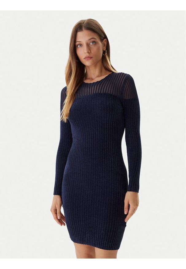 Guess Sukienka dzianinowa W5BK63 Z0890 Granatowy Slim Fit. Kolor: niebieski. Materiał: syntetyk