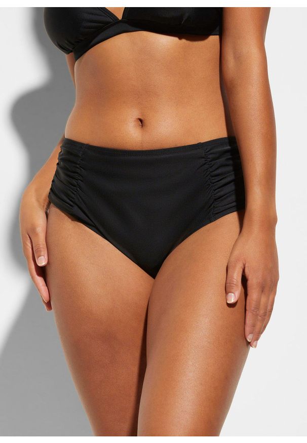 bonprix - Figi bikini shape, lekki stopień modelowania sylwetki. Kolor: czarny. Materiał: materiał