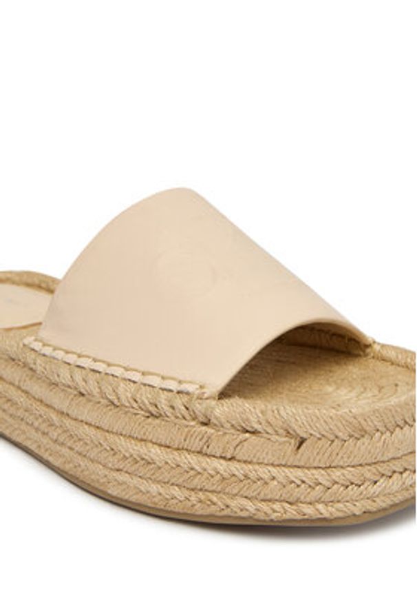 Calvin Klein Espadryle Flatf Espa Mule Lth Mg HW0HW03027 Beżowy. Kolor: beżowy. Materiał: skóra