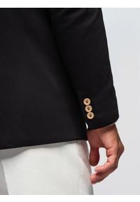 Ombre Clothing - Dzianinowa marynarka męska o dopasowany kroju - czarna V5 - Rozmiar: XL. Okazja: na spotkanie biznesowe, do pracy, na co dzień. Kolor: czarny. Materiał: dzianina. Styl: klasyczny, biznesowy, casual, elegancki #3