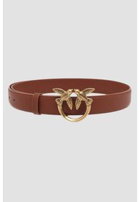 Pinko - PINKO Brązowy pasek damski Love Berry H3 Belt, Rozmiar XS. Kolor: brązowy