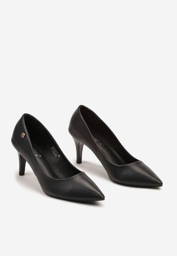 Renee - Czarne Eleganckie Czółenka w Klasycznym Stylu Vlisaya. Nosek buta: otwarty. Kolor: czarny. Obcas: na obcasie. Styl: elegancki, klasyczny. Wysokość obcasa: średni
