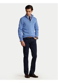 Polo Ralph Lauren Sweter 710859939005 Niebieski Regular Fit. Typ kołnierza: polo. Kolor: niebieski. Materiał: bawełna #5