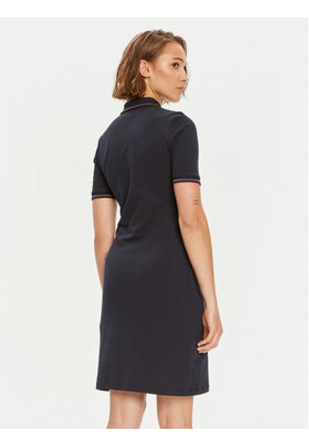 TOMMY HILFIGER - Tommy Hilfiger Sukienka codzienna Slim RWb Tipping Polo 1/2SLV DRS WW0WW42114 Granatowy Slim Fit. Okazja: na co dzień. Typ kołnierza: polo. Kolor: niebieski. Materiał: bawełna. Typ sukienki: proste. Styl: casual