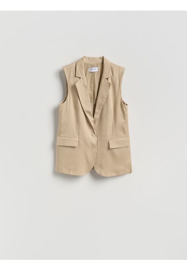 Reserved - Kamizelka z lyocellu - beżowy. Kolor: beżowy