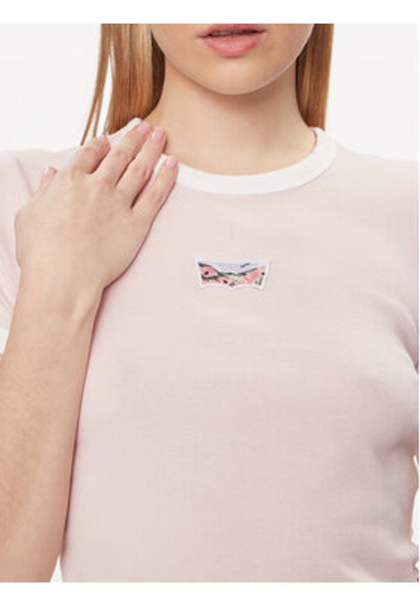 Levi's® T-Shirt Graphic Ringer A3523-0060 Różowy Slim Fit. Kolor: różowy. Materiał: bawełna