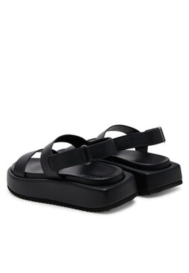 Pollini Sandały SA16155G1MTL0000 Czarny. Kolor: czarny. Materiał: skóra