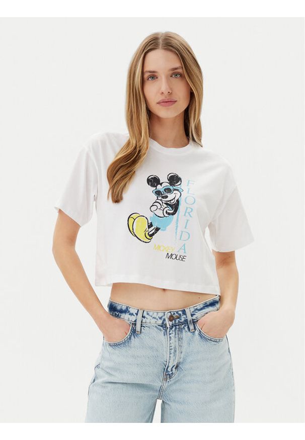 only - ONLY T-Shirt Mickey Minnie 15348126 Biały Regular Fit. Kolor: biały. Materiał: bawełna