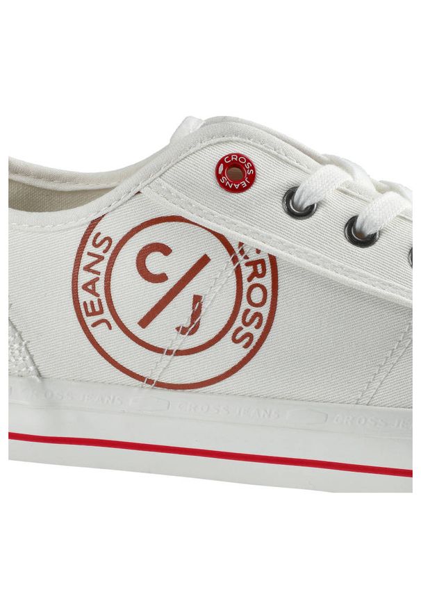 Białe Trampki Cross Jeans Męskie Sznurowane Buty. Okazja: na co dzień. Kolor: biały. Materiał: guma, materiał. Szerokość cholewki: normalna. Styl: casual