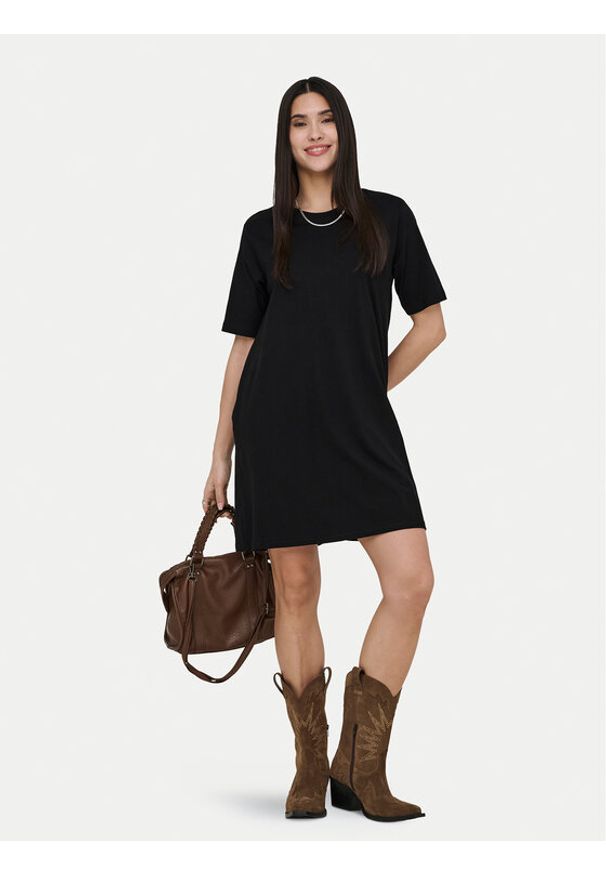 only - ONLY Sukienka codzienna Mara 15374631 Czarny Oversize. Okazja: na co dzień. Kolor: czarny. Materiał: bawełna. Typ sukienki: oversize, proste. Styl: casual
