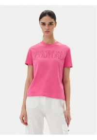 Versace Jeans Couture T-Shirt 78HAHS04 Różowy Regular Fit. Kolor: różowy. Materiał: bawełna