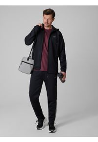 4f - 4F Bluza treningowa regular z kapturem męska - czarna M. Typ kołnierza: kaptur. Kolor: czarny. Materiał: skóra. Długość rękawa: raglanowy rękaw. Styl: sportowy #2