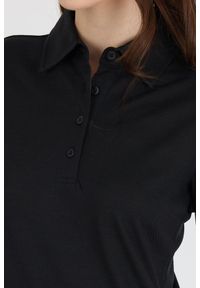 WOOLONA - Koszulka Polo Damska 100% Merino Woolona. Typ kołnierza: polo. Kolor: czarny. Styl: sportowy