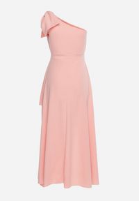 Born2be - Różowa Koktajlowa Asymetryczna Sukienka z Kokardą na Ramieniu Vimarellia. Okazja: na imprezę. Typ kołnierza: kokarda. Kolor: różowy. Typ sukienki: asymetryczne. Styl: wizytowy #5