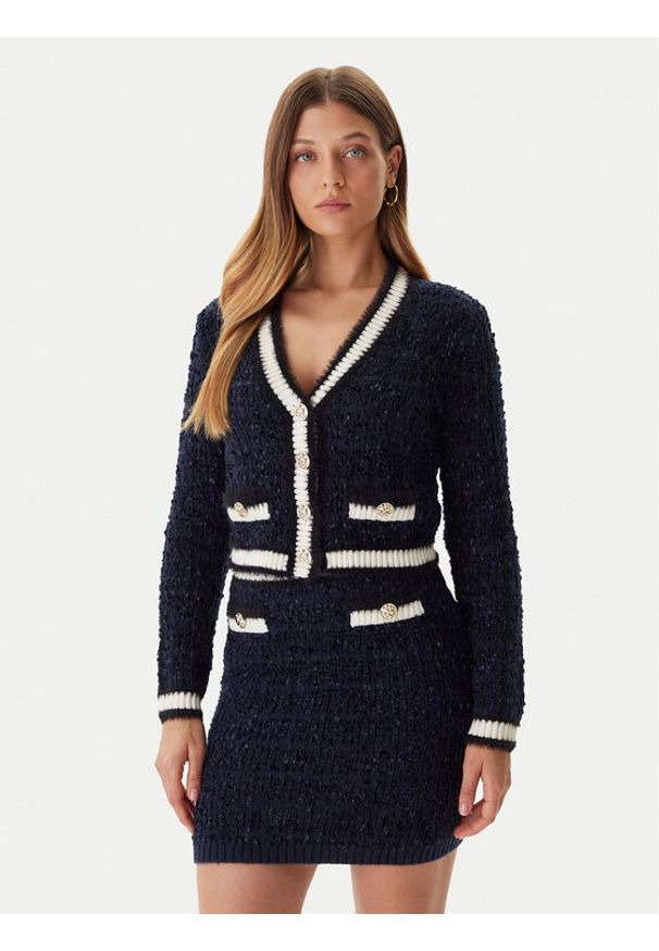 Guess Kardigan W5BR0E Z4090 Granatowy Slim Fit. Kolor: niebieski. Materiał: syntetyk