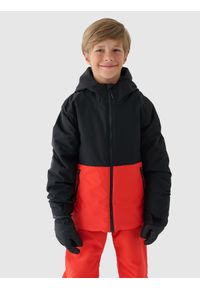 4f - 4F Kurtka narciarska membrana 5000 chłopięca - czerwona 122 (6-7 lat). Okazja: na co dzień. Typ kołnierza: kaptur. Kolor: czerwony. Materiał: poliester, dzianina, materiał, tkanina. Wzór: gładki. Sezon: lato. Styl: klasyczny, casual, sportowy #1