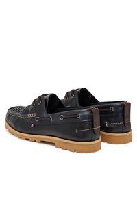 TOMMY HILFIGER - Tommy Hilfiger Półbuty Hilfiger Braided Lth Boat Shoe FM0FM05892 Granatowy. Kolor: niebieski. Materiał: skóra #3