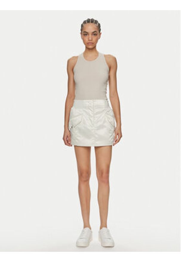 Calvin Klein Jeans Spódnica mini J20J223317 Écru Regular Fit. Materiał: syntetyk
