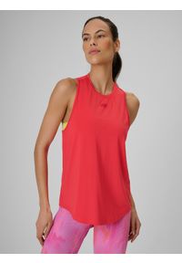 4f - 4F Top treningowy regular szybkoschnący damski - koralowy XL. Kolor: różowy. Materiał: materiał, włókno. Sport: fitness #1