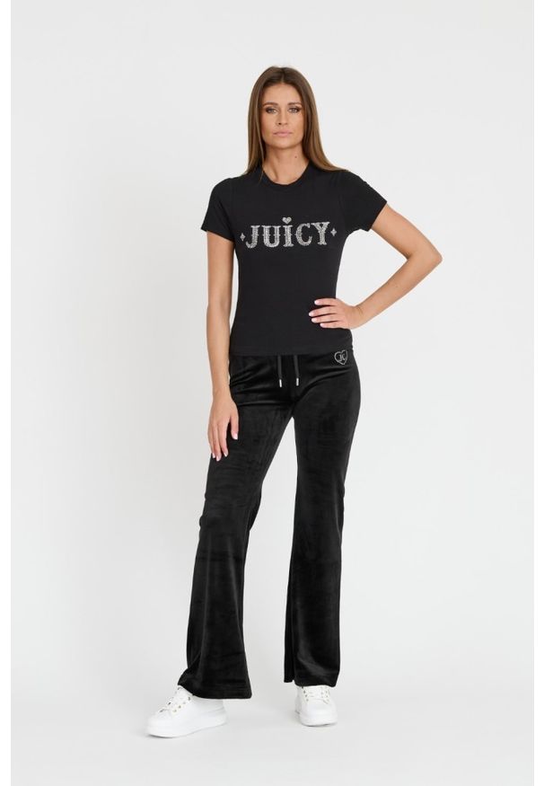 Juicy Couture - JUICY COUTURE Czarny damski t-shirt Ryder Rodeo Fitted, Rozmiar S. Kolor: czarny