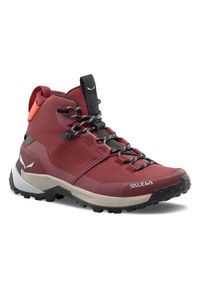 Buty trekkingowe damskie Salewa Puez Mid Powertex. Wysokość cholewki: za kostkę. Zapięcie: sznurówki. Kolor: czerwony. Materiał: materiał. Szerokość cholewki: normalna