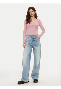 Lee Bluzka Henley 112355427 Różowy Slim Fit. Typ kołnierza: typu henley. Kolor: różowy. Materiał: syntetyk #5