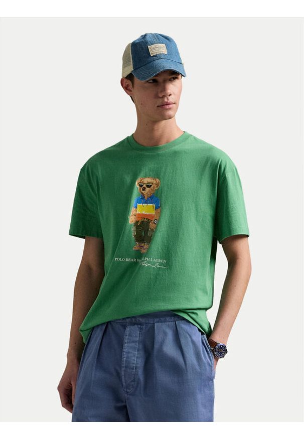 Polo Ralph Lauren T-Shirt 710973138001 Zielony Custom Slim Fit. Typ kołnierza: polo. Kolor: zielony. Materiał: bawełna