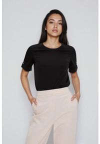 MOODO - Bawełniana bluzka czarna. Kolor: czarny. Materiał: bawełna #1