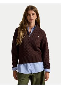 Polo Ralph Lauren Sweter 211963467505 Brązowy Relaxed Fit. Typ kołnierza: polo. Kolor: brązowy. Materiał: bawełna #1
