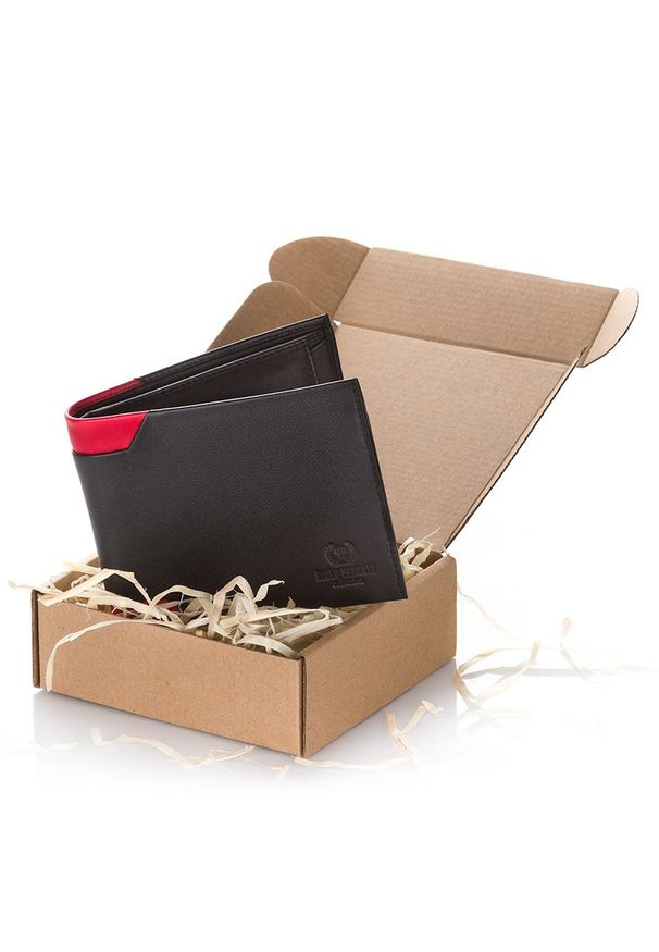 PAOLO PERUZZI - Portfel męski skórzany RFID Paolo Peruzzi czarny IN-13. Kolor: czarny, czerwony, wielokolorowy. Materiał: skóra