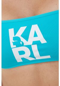 Karl Lagerfeld biustonosz kąpielowy KL22WTP02 usztywniona miseczka. Kolor: niebieski. Wzór: nadruk #3
