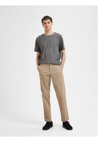 Selected Homme Spodnie materiałowe New 16087665 Beżowy Regular Fit. Kolor: beżowy. Materiał: bawełna #3