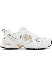 Buty dziecięce New Balance GR530SO – białe. Okazja: na co dzień, na uczelnię. Kolor: biały. Materiał: guma, materiał, syntetyk. Szerokość cholewki: normalna