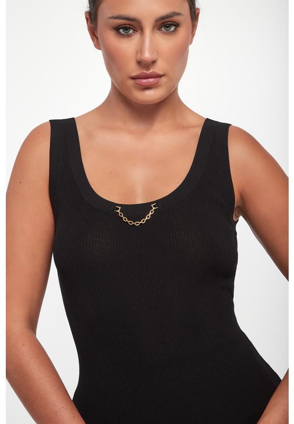 Elisabetta Franchi - Top damski prążkowany z jedwabiem ELISABETTA FRANCHI. Materiał: jedwab, prążkowany