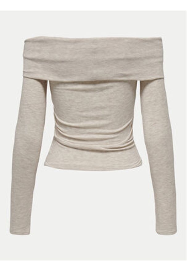 only - ONLY Bluzka Fayola 15339435 Beżowy Slim Fit. Kolor: beżowy. Materiał: wiskoza