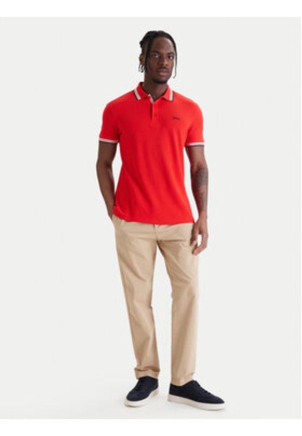 BOSS Polo Paddy 50469055 Czerwony Regular Fit. Typ kołnierza: polo. Kolor: czerwony. Materiał: bawełna