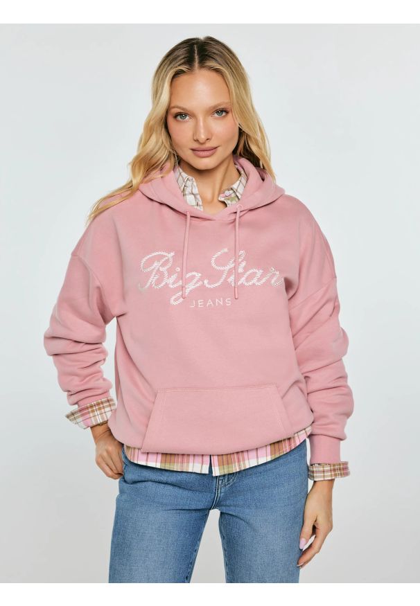 Big-Star - Bluza damska z kapturem różowa Raisa 601. Okazja: do domu. Typ kołnierza: kaptur. Kolor: różowy. Materiał: dzianina. Wzór: haft. Styl: elegancki, sportowy, klasyczny