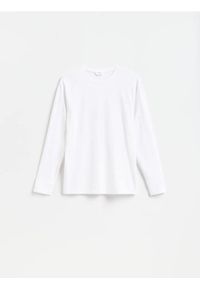 Reserved - Bawełniany longsleeve - biały. Kolor: biały. Materiał: bawełna. Długość rękawa: długi rękaw #1