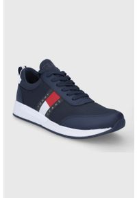 Tommy Jeans buty kolor granatowy. Nosek buta: okrągły. Zapięcie: sznurówki. Kolor: niebieski. Materiał: guma