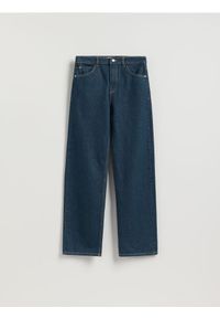 Reserved - Jeansy wide leg - granatowy. Kolor: niebieski