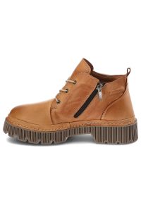 Brązowe Botki Artiker Ciepłe Obuwie Damskie. Kolor: brązowy. Materiał: skóra. Styl: klasyczny #7