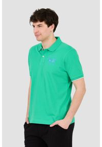 La Martina - LA MARTINA Zielone męskie polo z dużym logo, Rozmiar M. Typ kołnierza: polo. Kolor: zielony #6