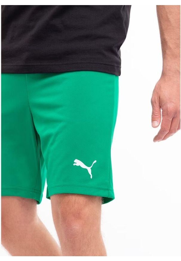 Szorty Puma teamRISE. Kolor: zielony, biały, wielokolorowy. Długość: krótkie. Sport: piłka nożna