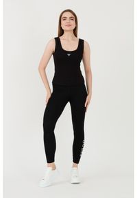 Guess - GUESS Czarny damski top Triangle Bling Rib Tank, Rozmiar S. Kolor: czarny