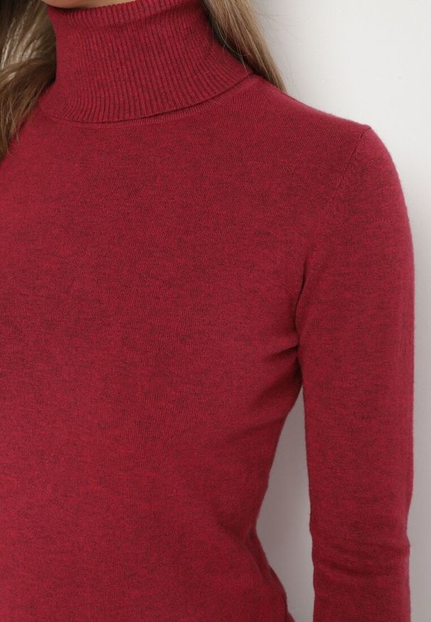 Born2be - Bordowy Golf Sweter z Wiskozą i Kaszmirem Zailaya. Okazja: na co dzień. Typ kołnierza: golf. Kolor: czerwony. Materiał: wiskoza, kaszmir. Styl: casual