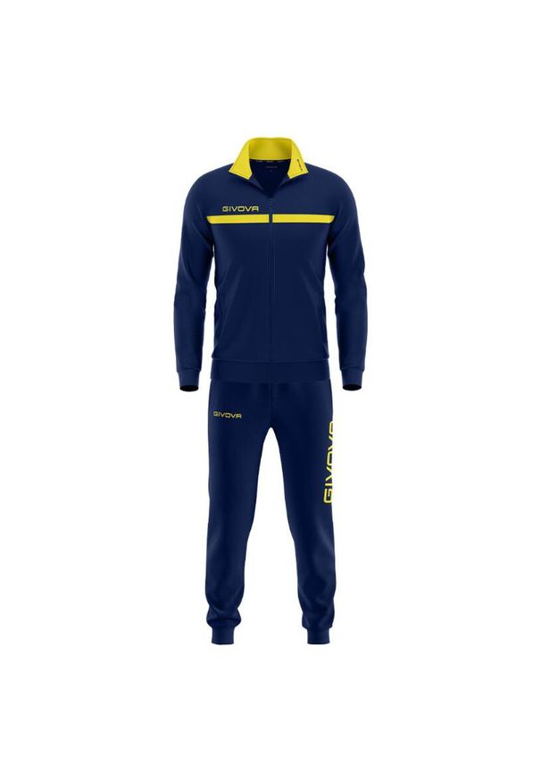 Dres z polaru zapinany na suwak Givova One. Kolor: niebieski, wielokolorowy, żółty. Materiał: polar, dresówka. Sport: fitness, piłka nożna